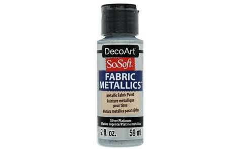 decoart sosoft metallic fabric acrylic paint 1-ounce silver platinum|sosoft metallic fabric.